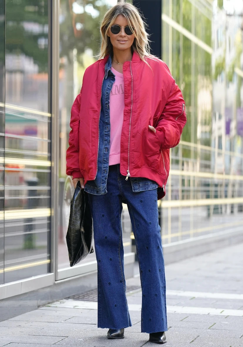 Oversize Bomberjacke wattiert - rot