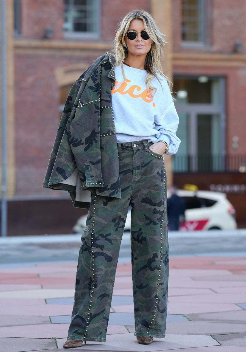Ballon Jeans Camouflage Studs - green