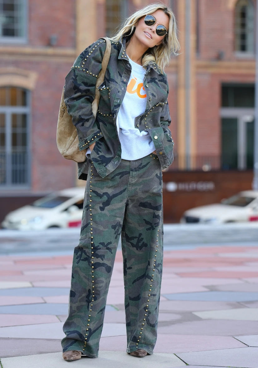Ballon Jeans Camouflage Studs - green