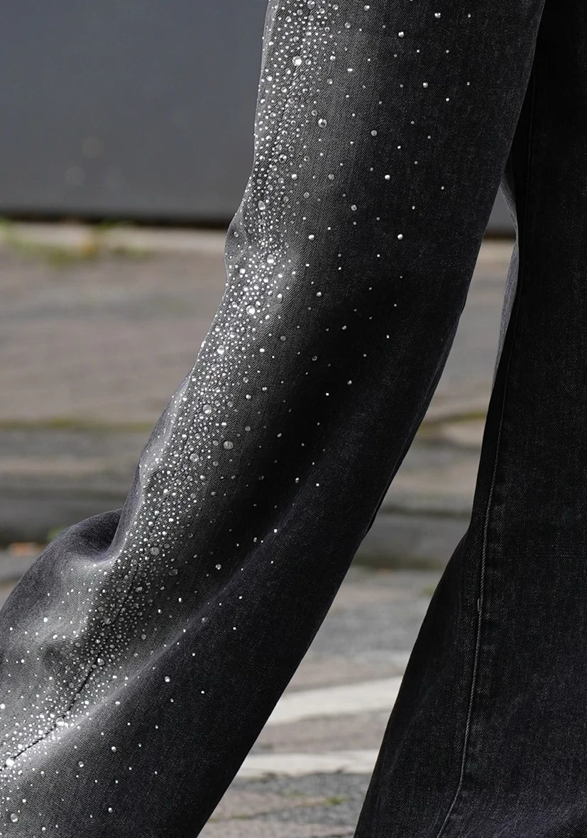 Jeans Straight Glitter - darkgrey