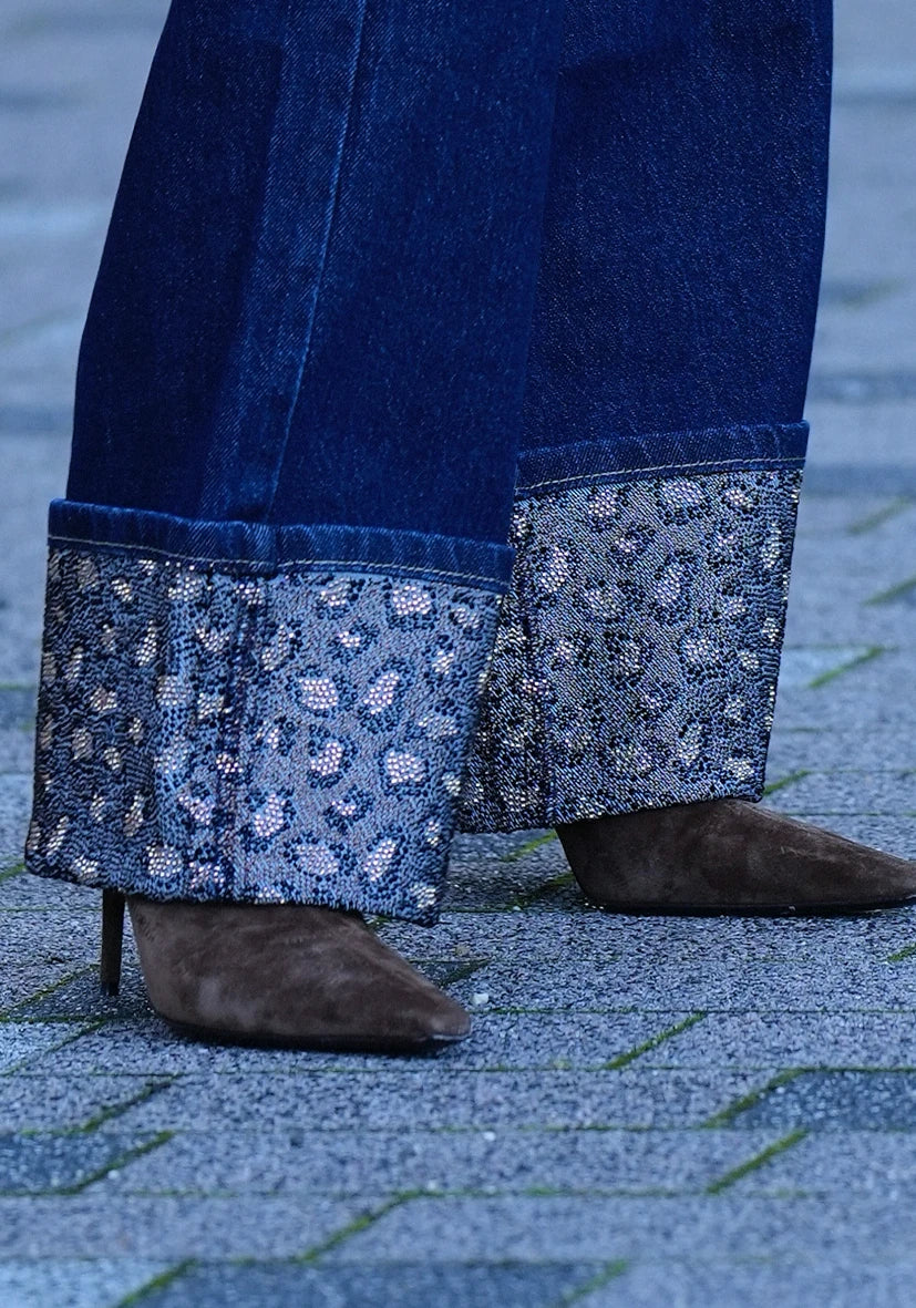 Jeans Straight Leo Strass