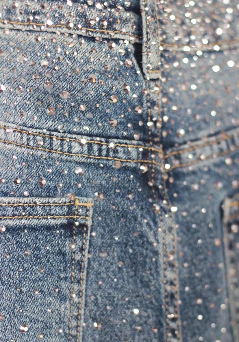 Jeans Straight Strass Rain