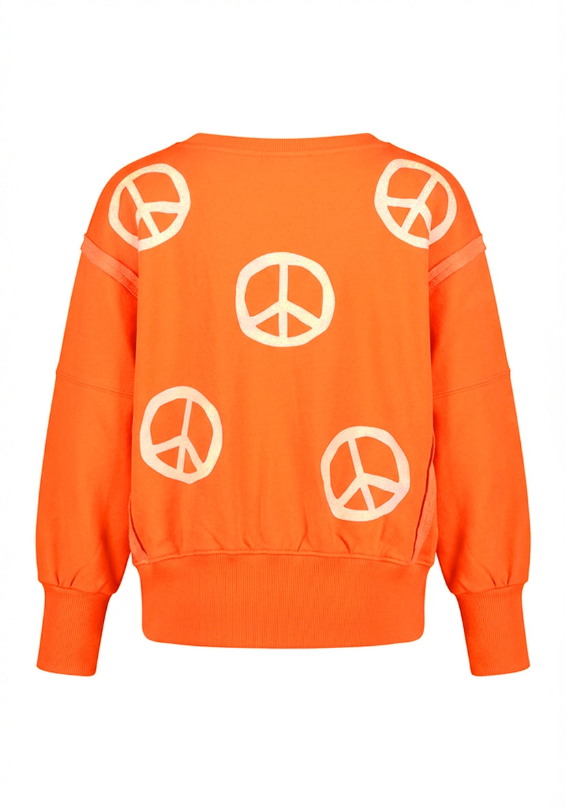 Roundneck Wide Peace Strass - neonorange