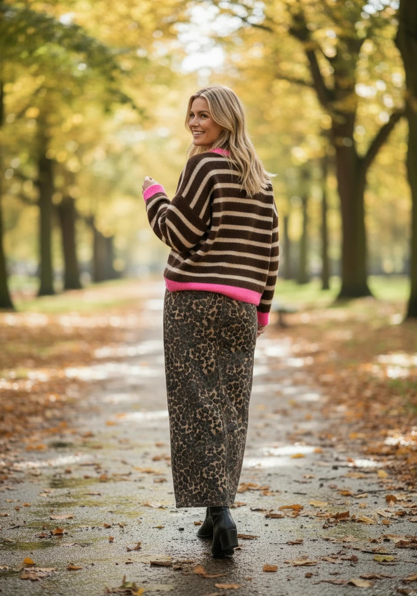 Knit Sweater Stripes - chocolate