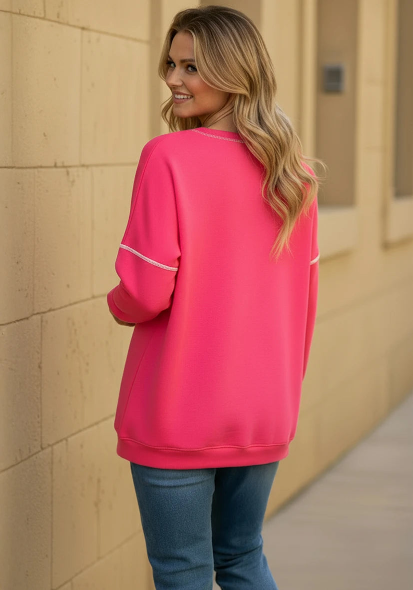 Roudneck Flamingo Love Pink Strass - neonpink