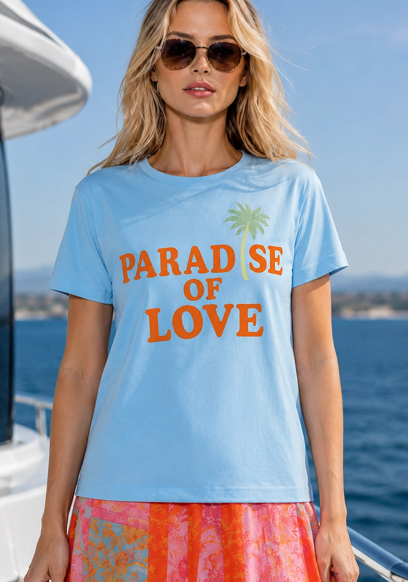T-Shirt Roundneck Paradise of love - smokey blue