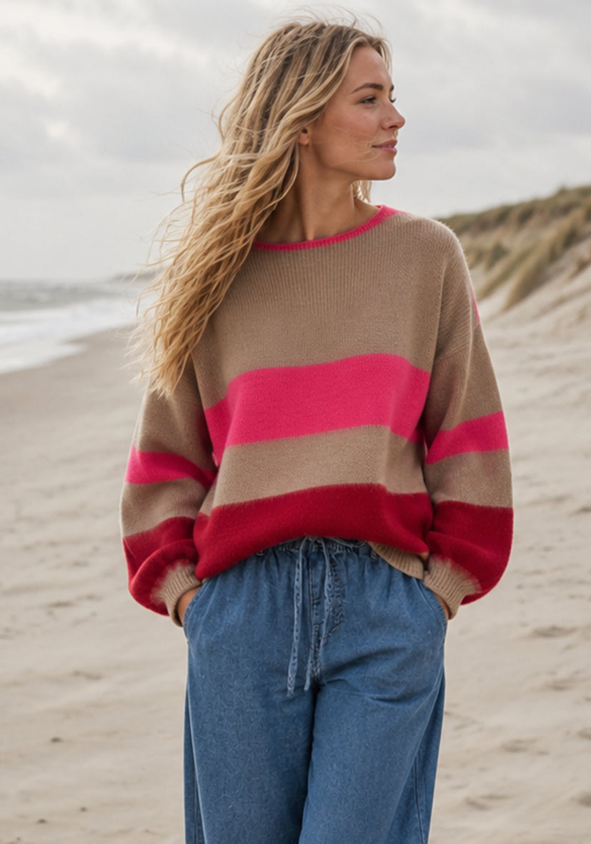 Knit Sweater Big Stripes - sand