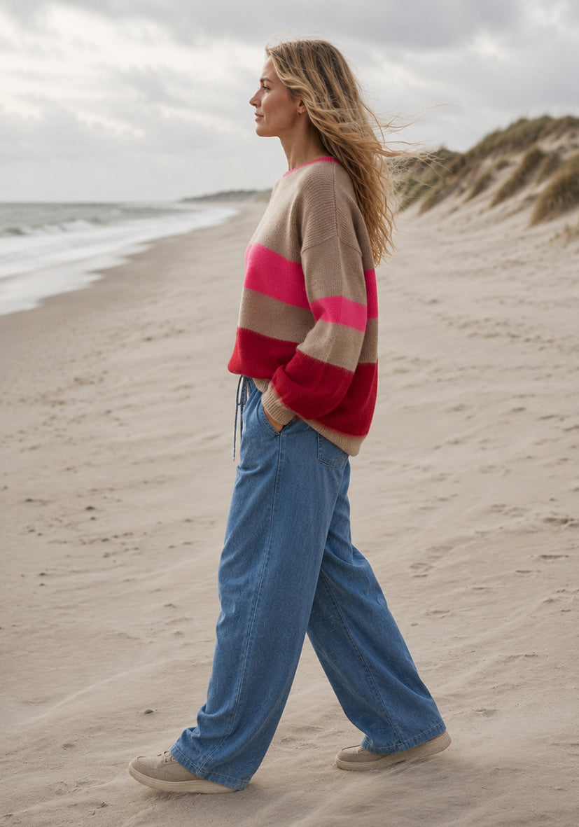 Knit Sweater Big Stripes - sand