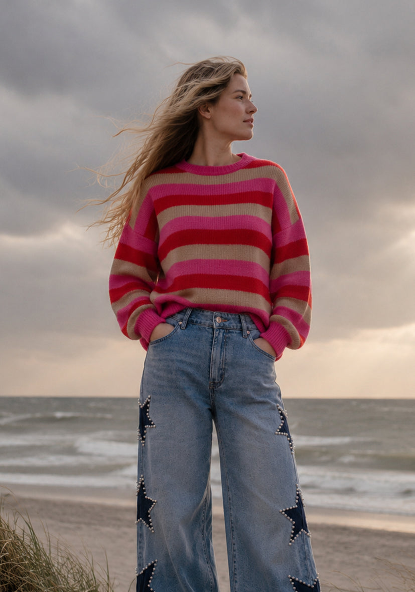 Knit Sweater Colorful Stripes