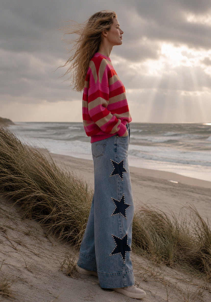 Knit Sweater Colorful Stripes