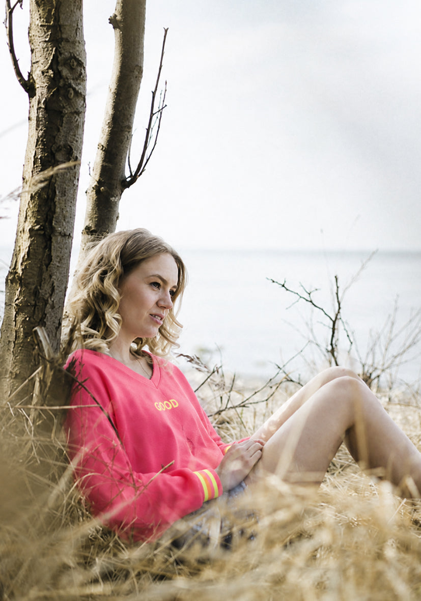 V-Neck Aloha - neon pink