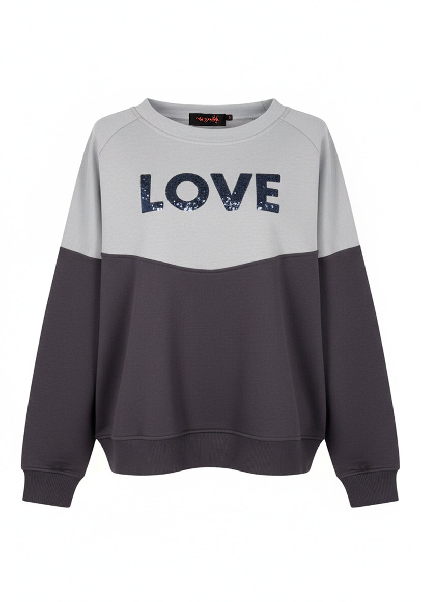 Roundneck LOVE - grau/silver