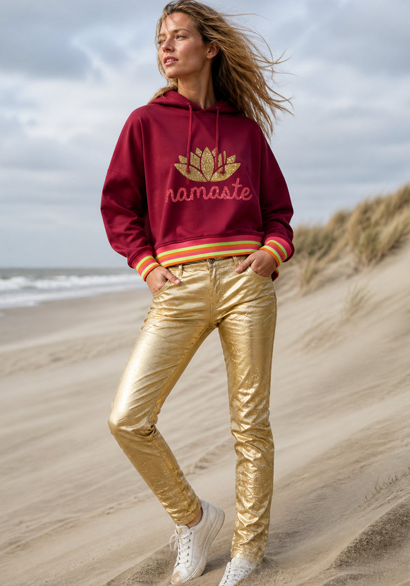 Hoodie Namasté Glitter - red