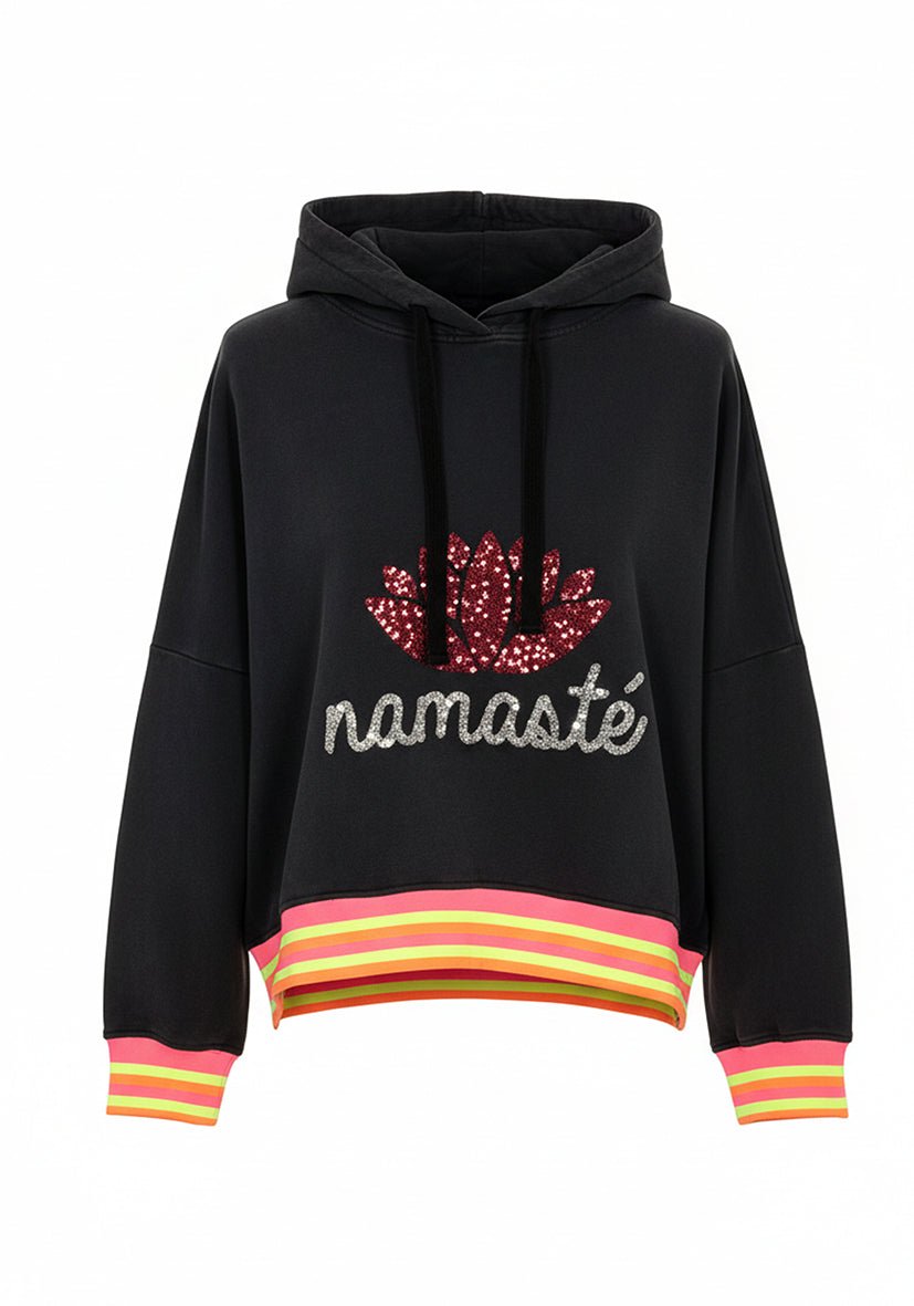 Hoodie Namasté Glitter - schwarz