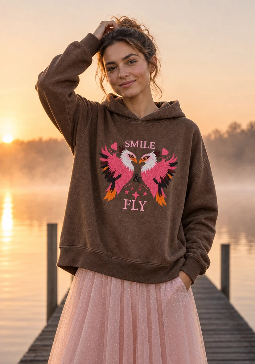 Hoodie Smile & Fly - braun