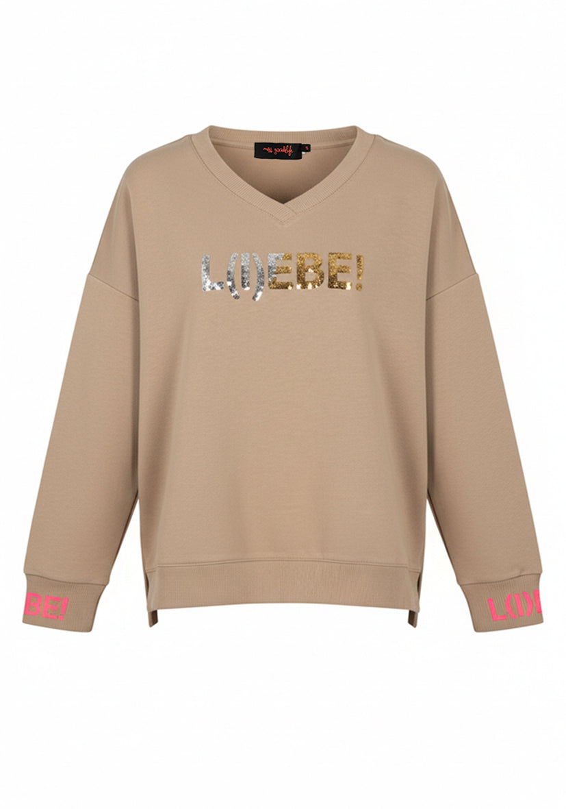 V-Neck Glitter L(I)EBE - sand