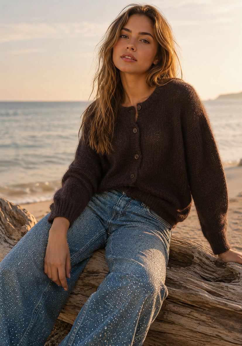 Cardigan Button Up - chocolate