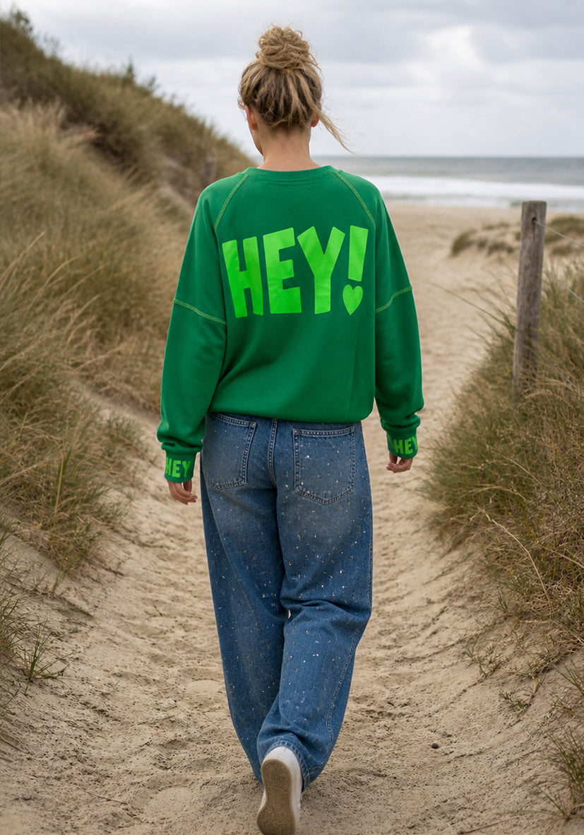 Roundneck HEY! -  grün