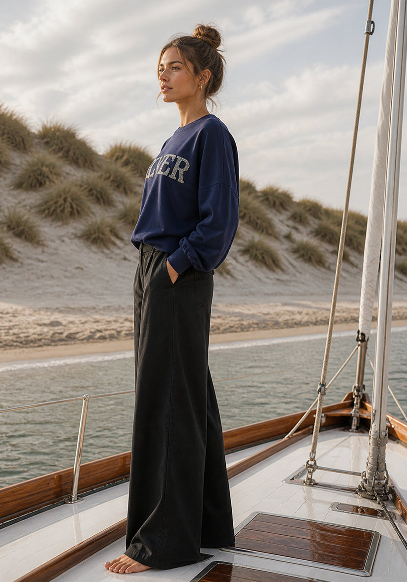 Roundneck Wide Silver  - blau