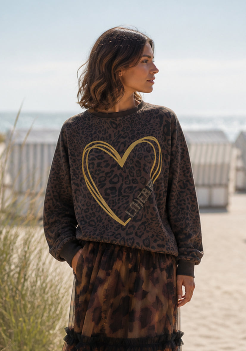 Roundneck Leo L(I)EBE Heart - braun