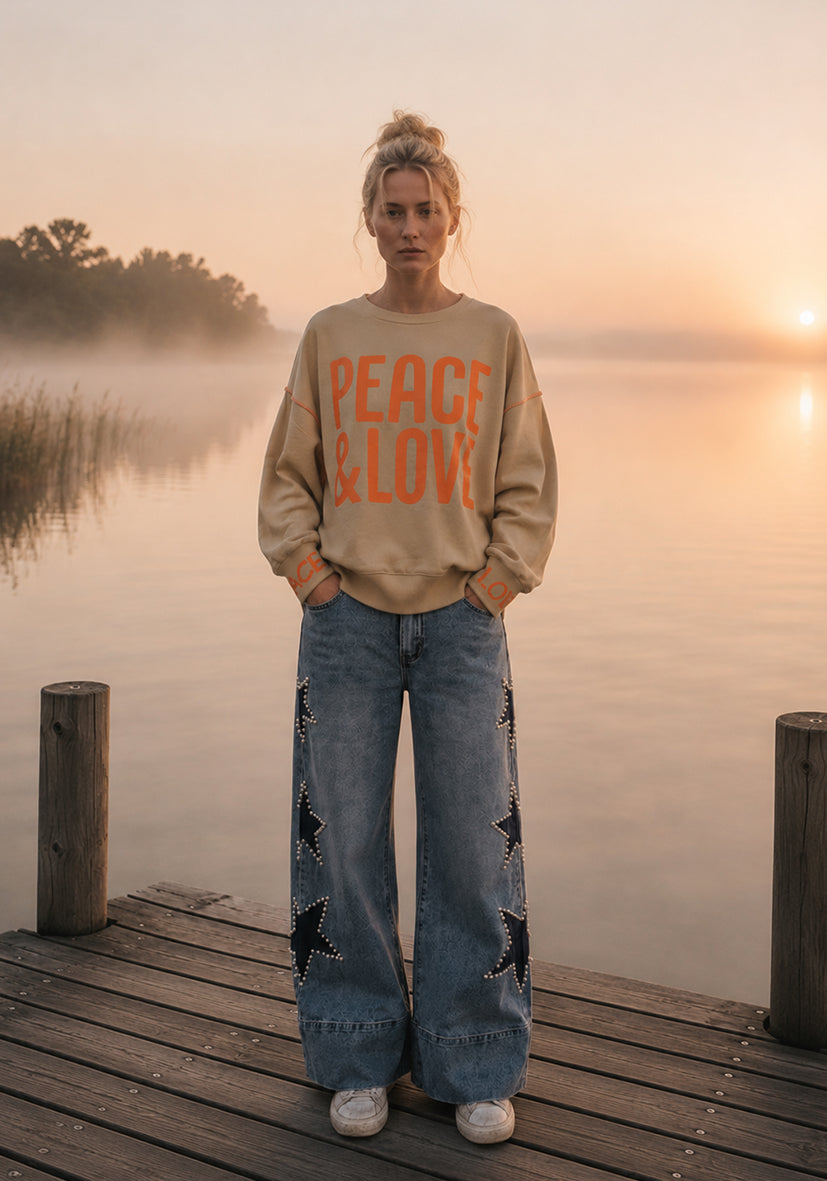 Roundneck Peace&Love - sand