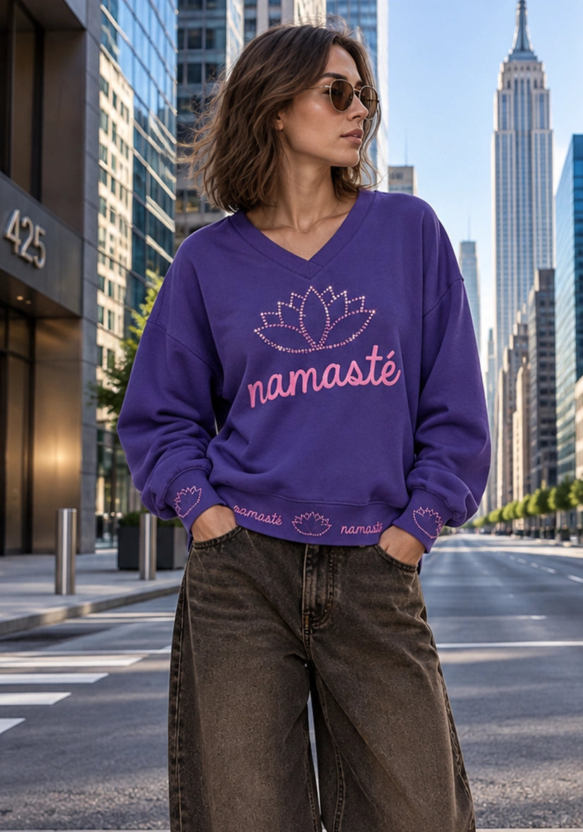 V-Neck Namasté - blau