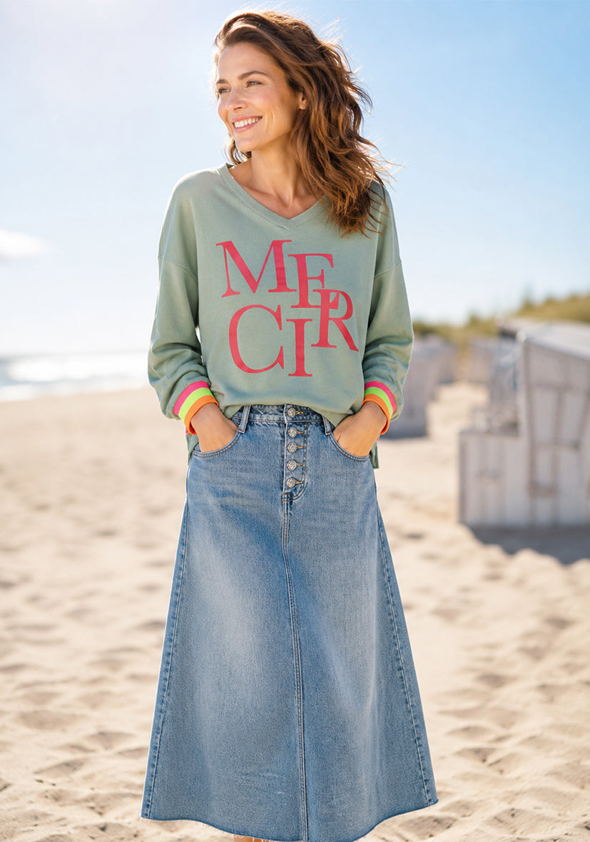 V-Neck Merci - grün