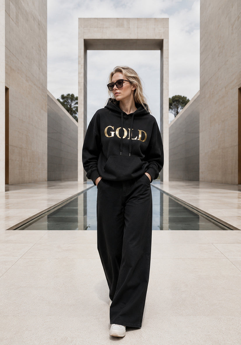 Hoodie Silver and Gold - black
