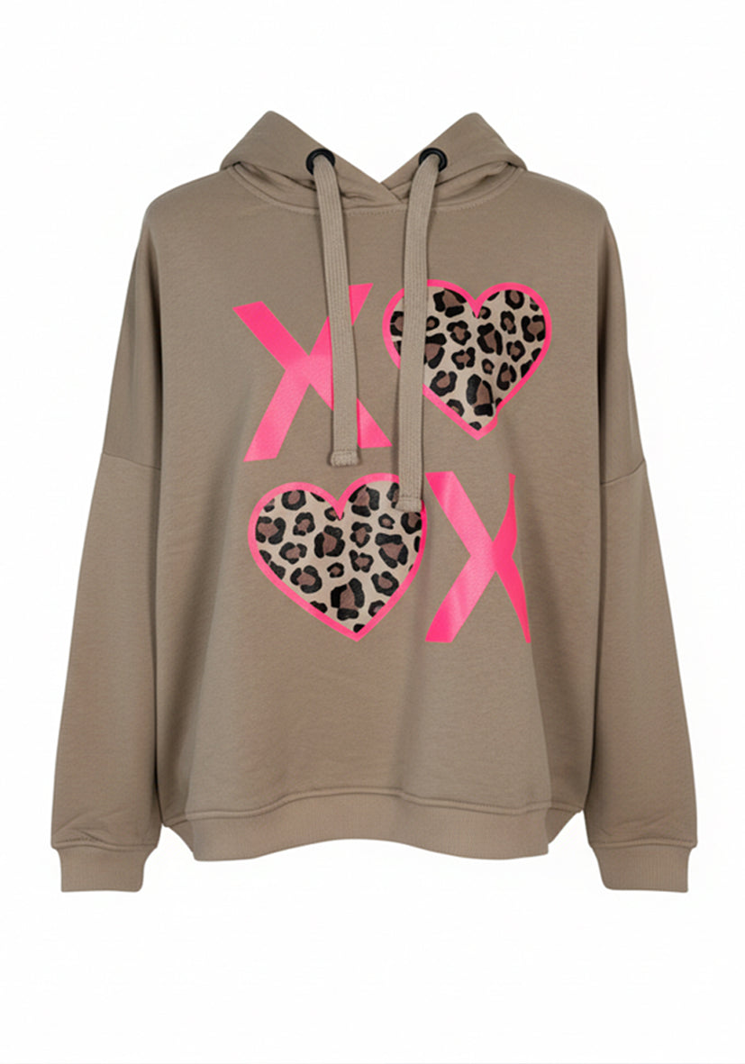 Hoodie XO Leo Hearts - sand