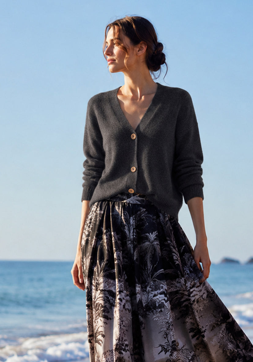 Cardigan V-Neck - silvergrey