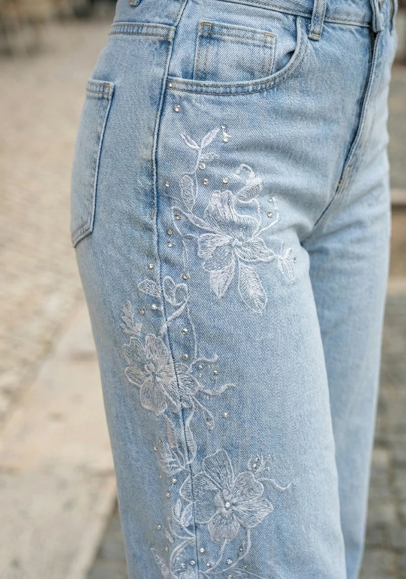 Jeans Glitter Flowers