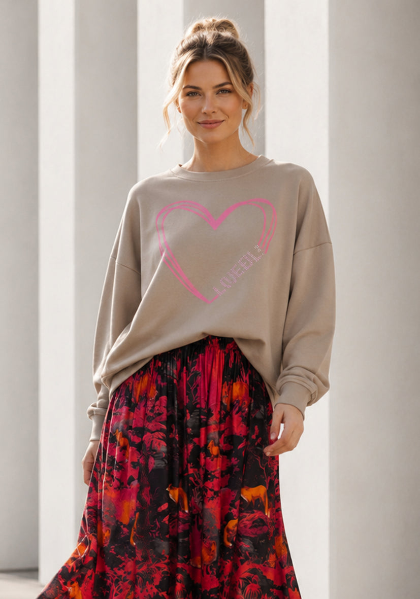 Roundneck  L(I)EBE Heart - sand