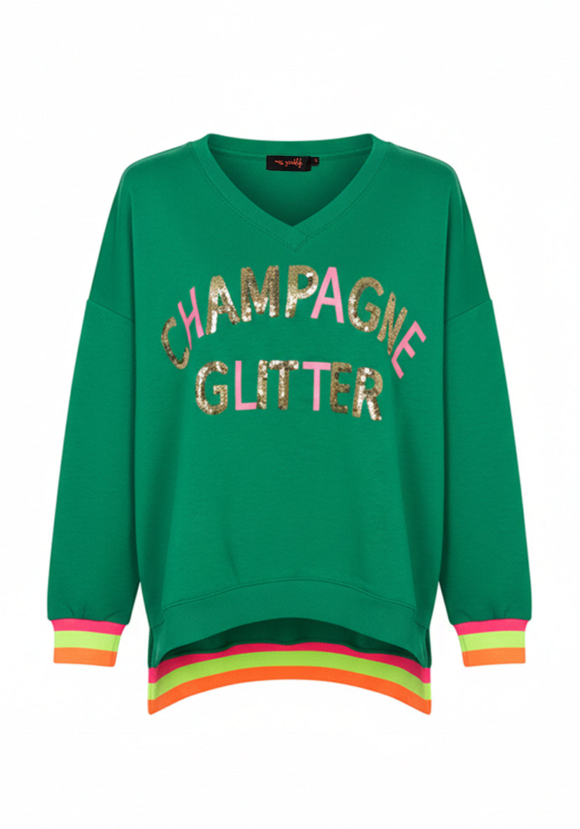 V-Neck Champagne Glitter - grün