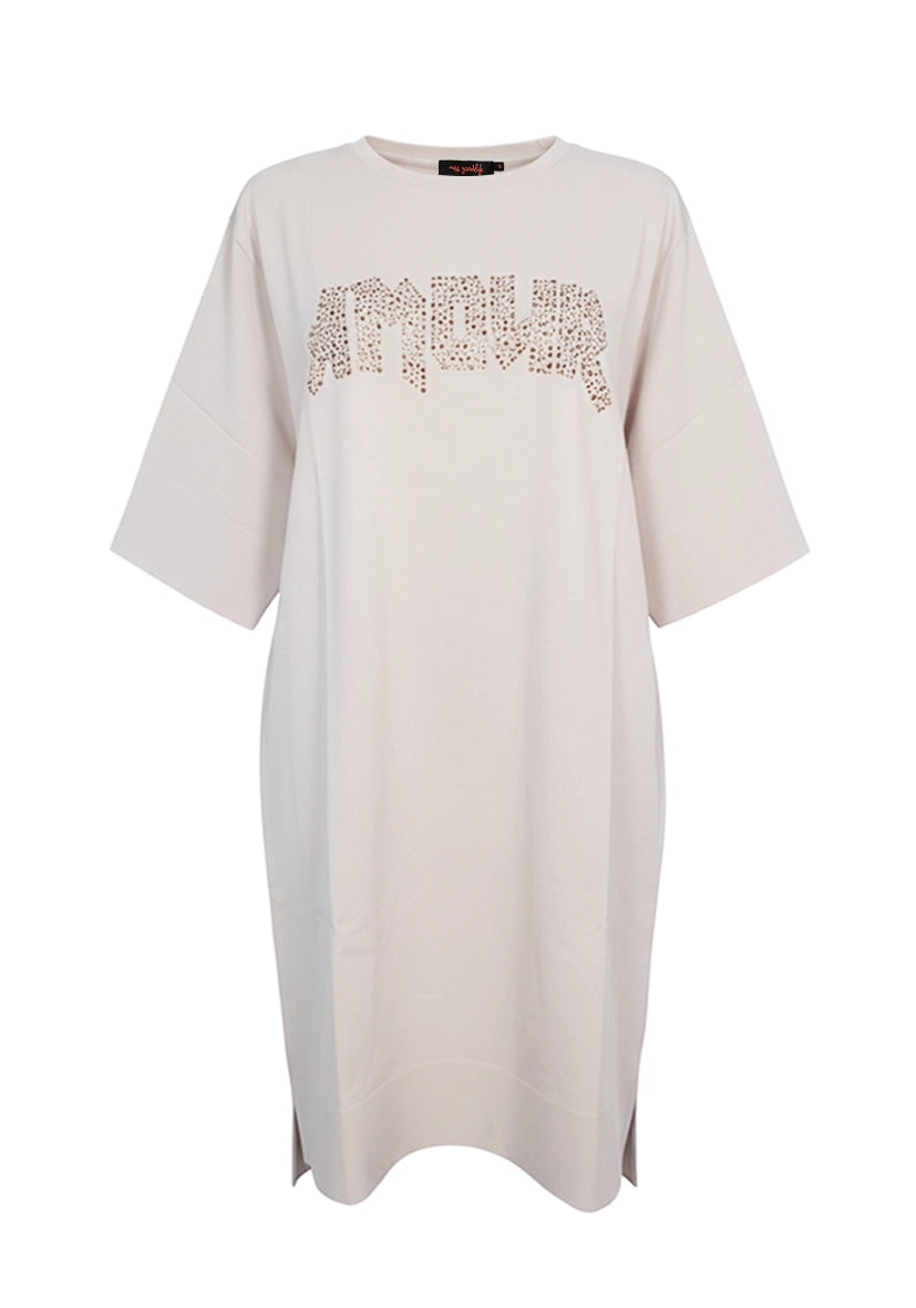 T-Shirt Dress Sparkling Amour - sand