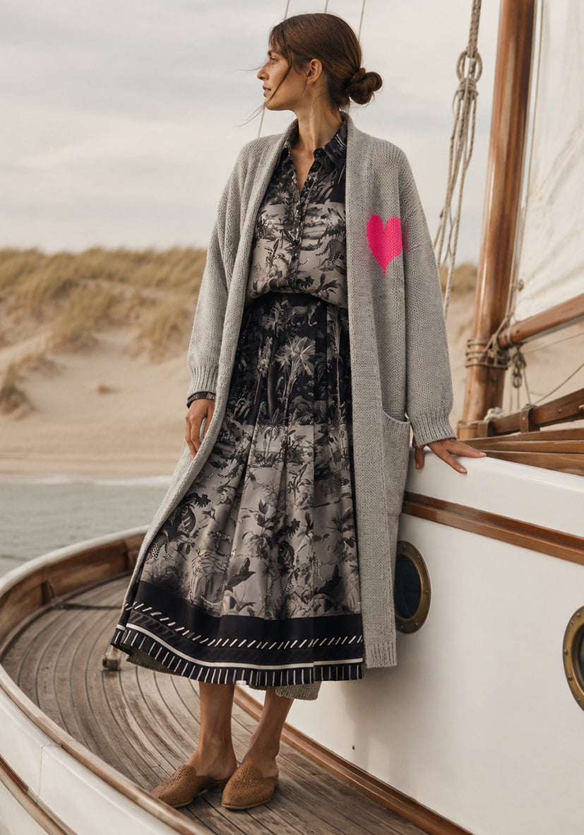 Cardigan multicolor Hearts - grau