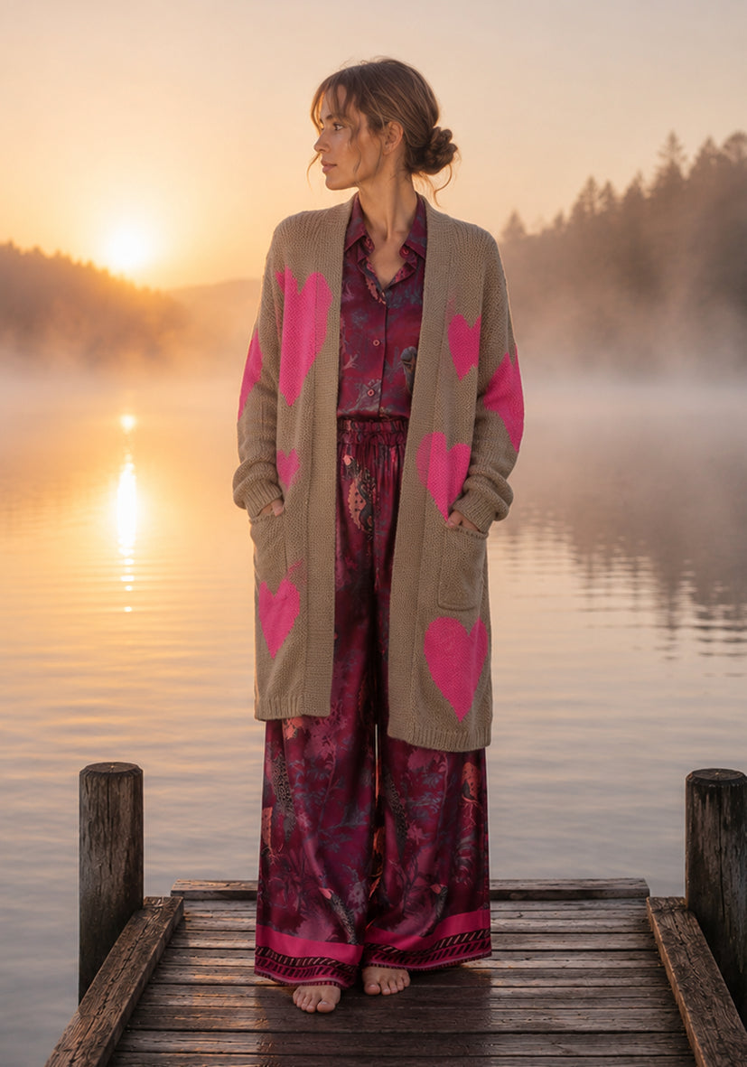 Cardigan Big Hearts - sand