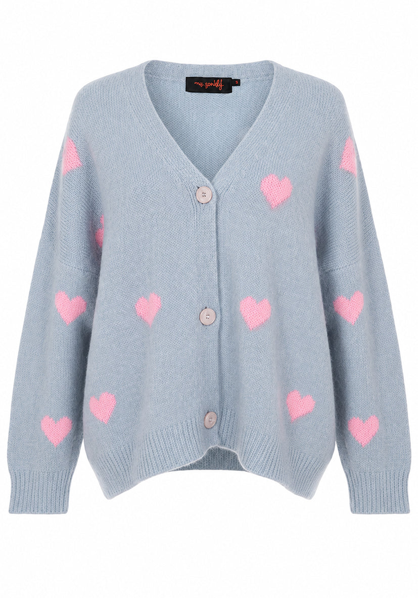 Cardigan Small Hearts Allover - blue