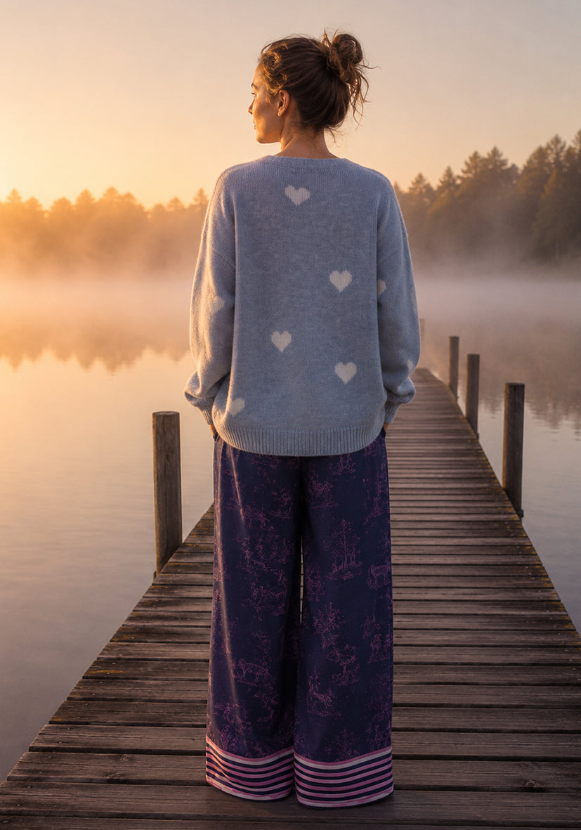 Cardigan Small Hearts Allover - grey