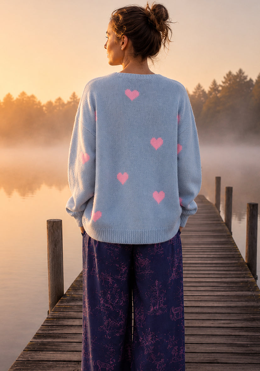 Cardigan Small Hearts Allover - blue