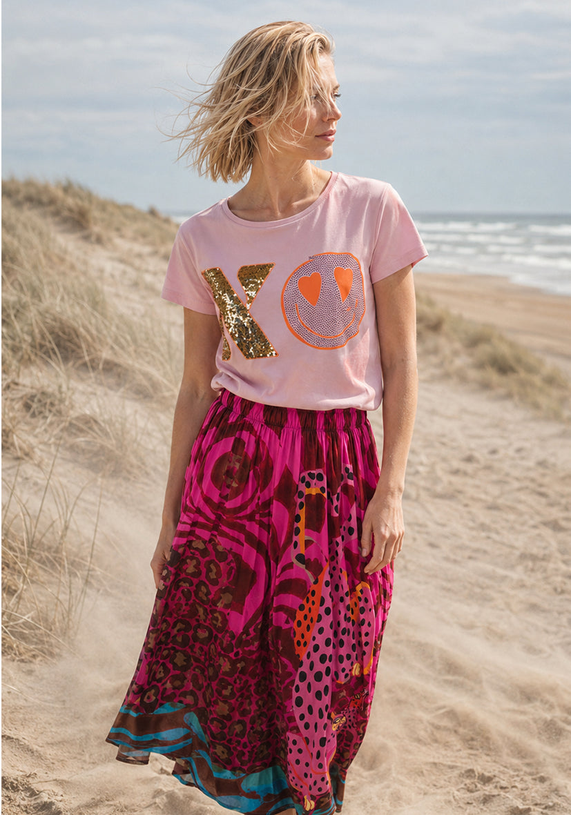 T-Shirt XO Heartface - rosé