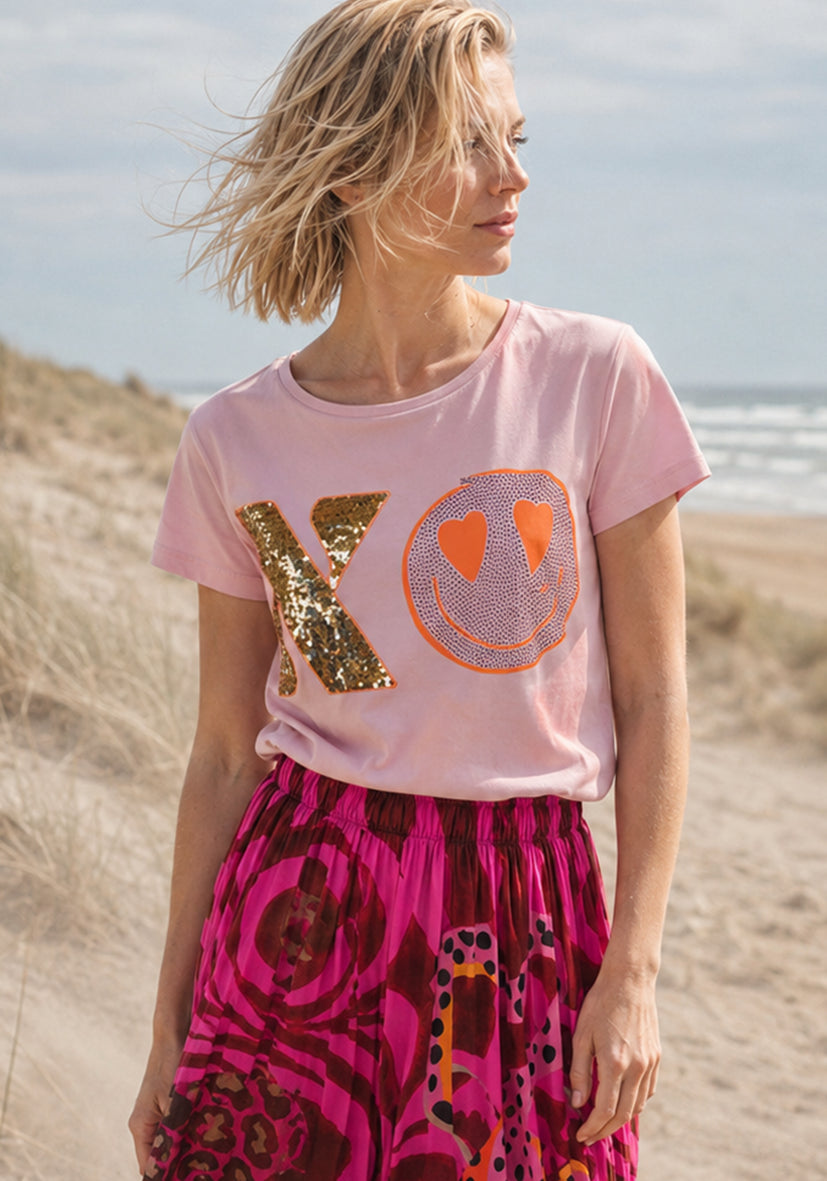 T-Shirt XO Heartface - rosé