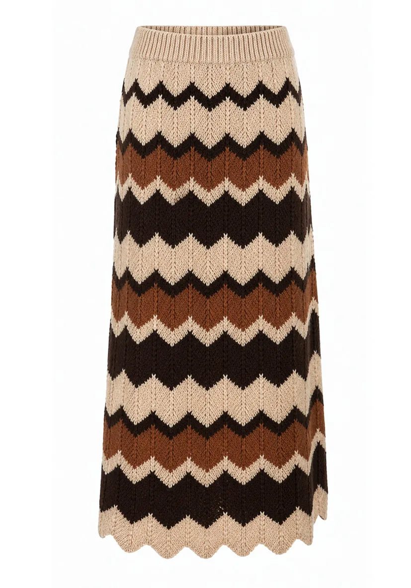 Knit Skirt zigzag - chocolate