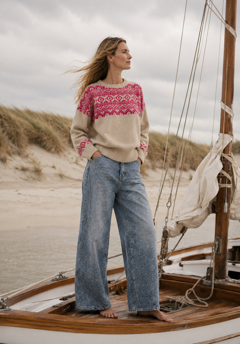 Knit Sweater Nordic Glitter Fire