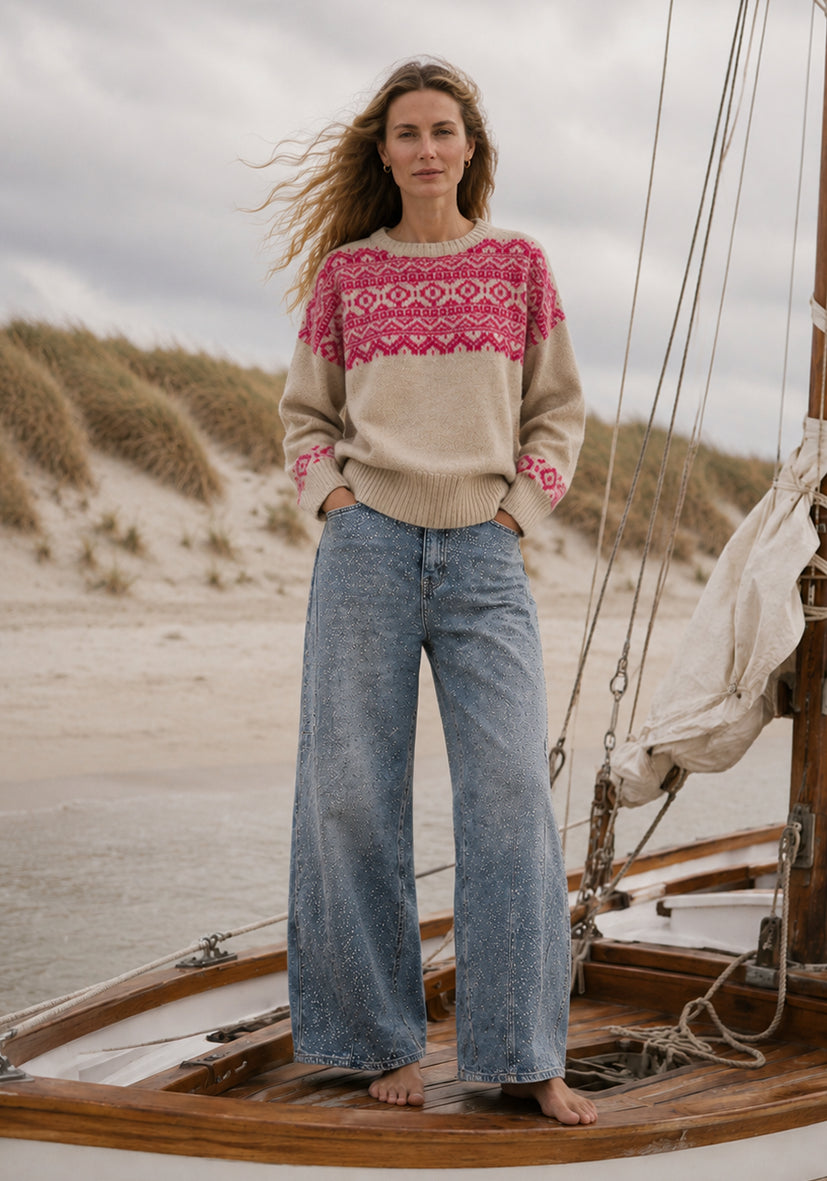 Knit Sweater Nordic Glitter Fire