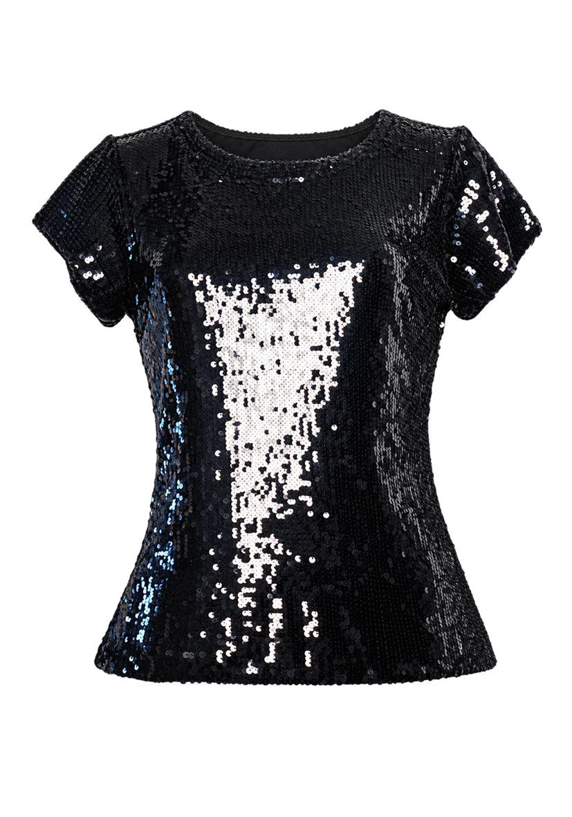 T-Shirt Glamour Glow Paillette - Black
