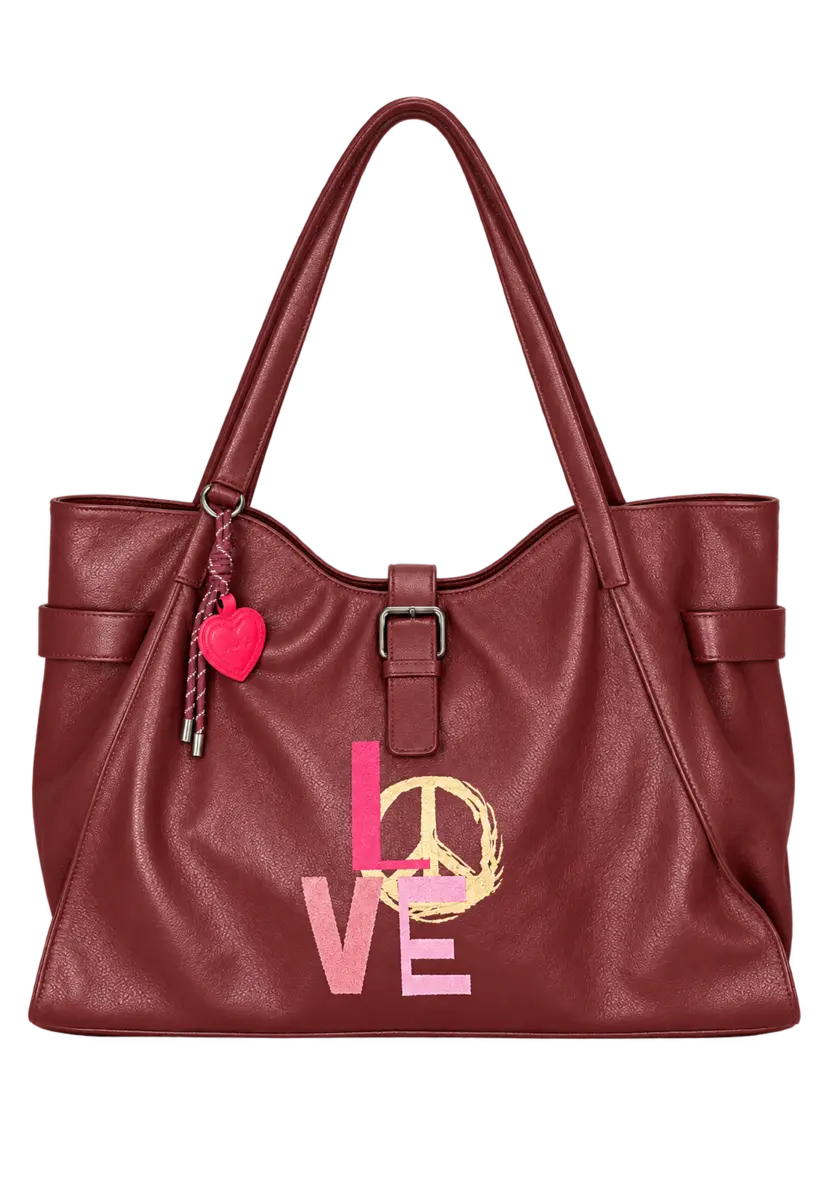 Leather Shopper Love - Braun