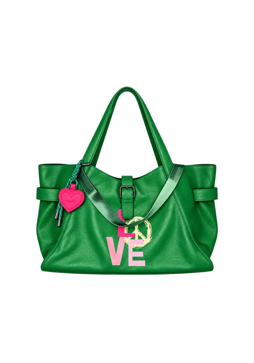 Leather Shopper Love - Green