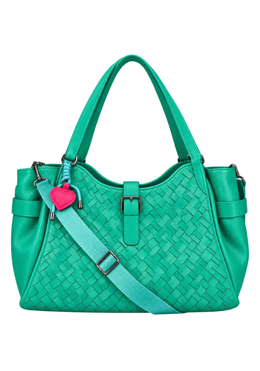 Leather Shopper Braided - Türkis