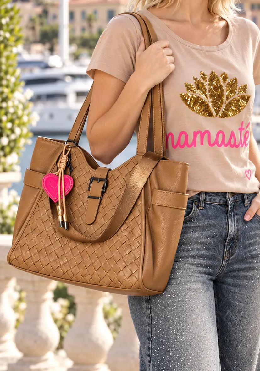 Leather Shopper Braided - Beige