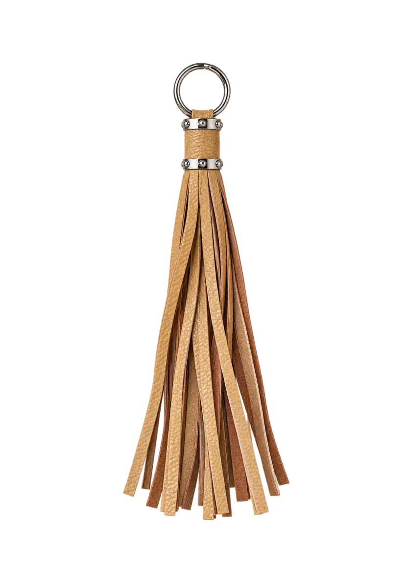 Leather Tassel Charm - Sand
